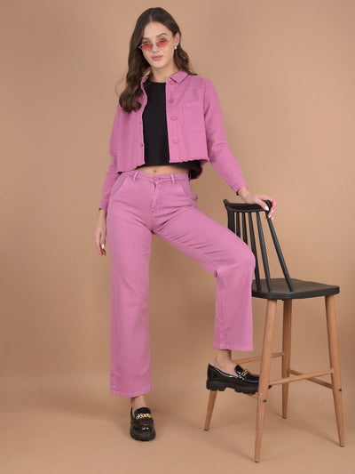 Pink Crop Length Co-Ord Set-Women Co-Ord Set-Crimsoune Club