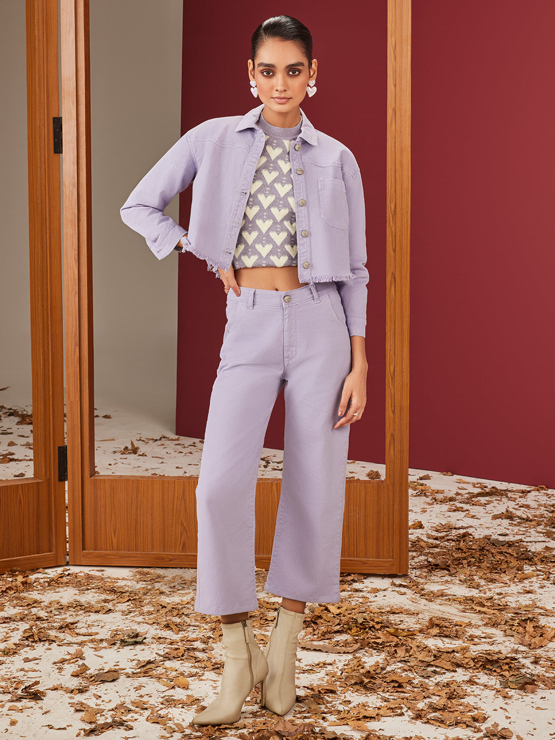 Purple Crop Length Co-Ord Set-Women Co-Ord Set-Crimsoune Club