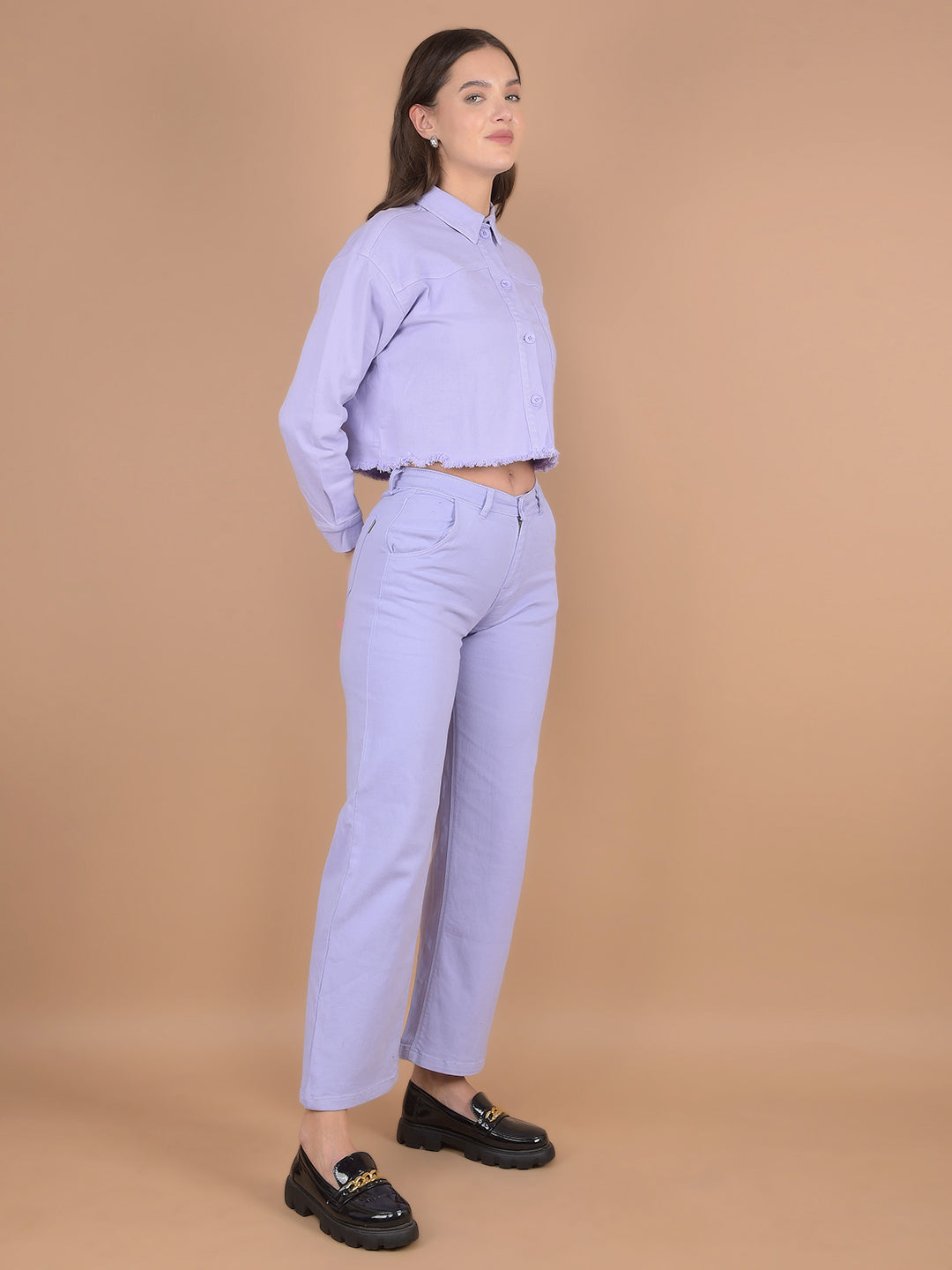 Purple Crop Length Co-Ord Set-Women Co-Ord Set-Crimsoune Club