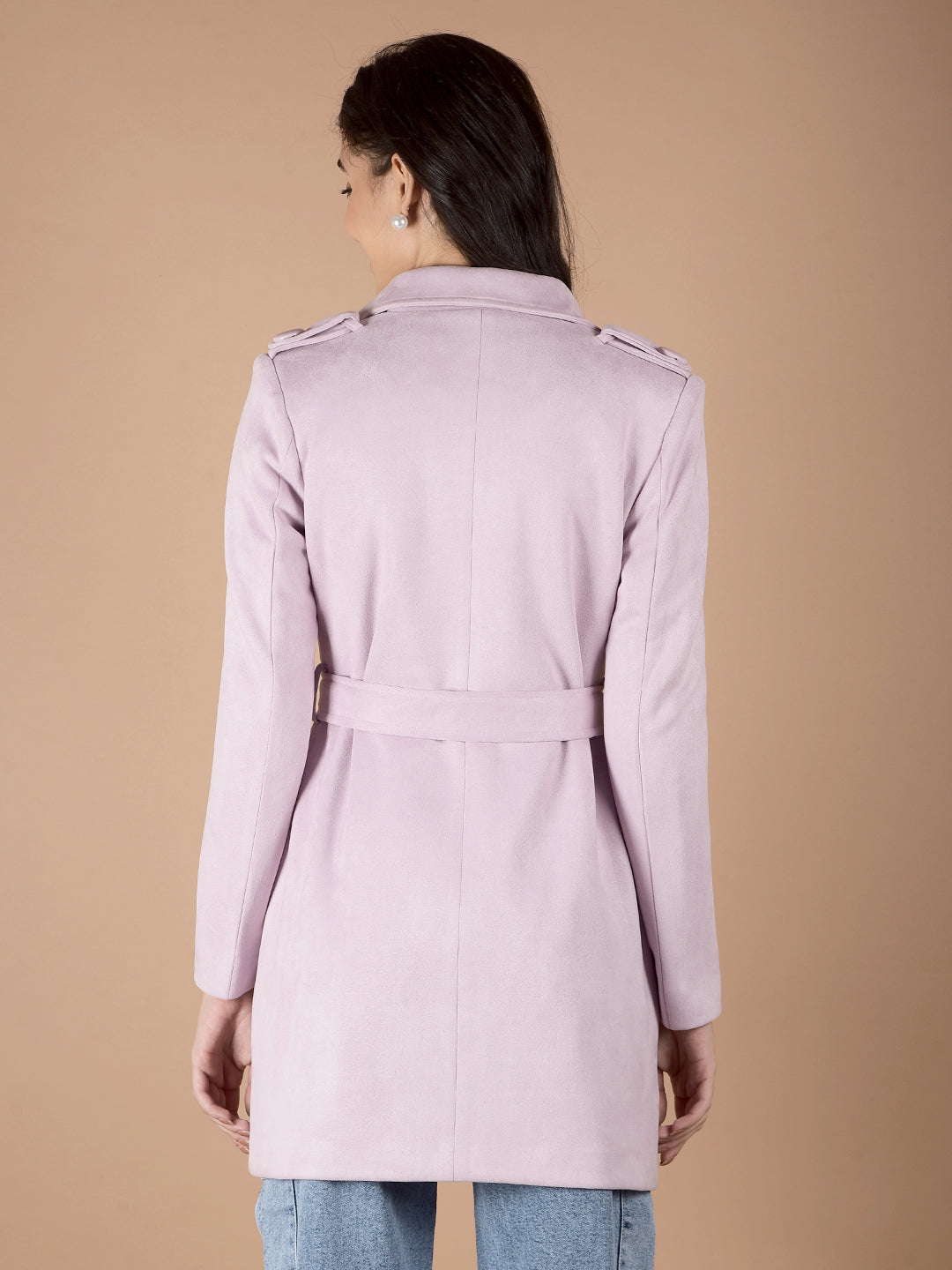 Purple Mid-Thigh Length Overcoat