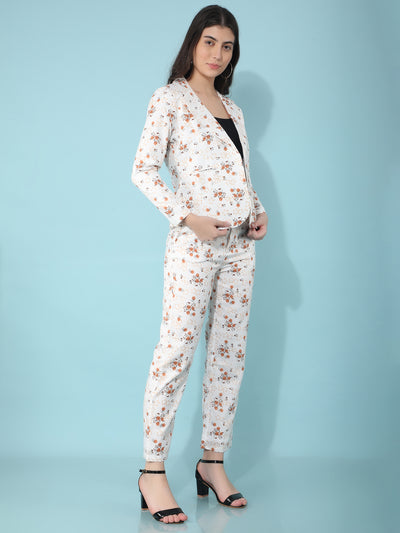 Brown Floral Print Co-Ord Set-Women Co-Ord Set-Crimsoune Club