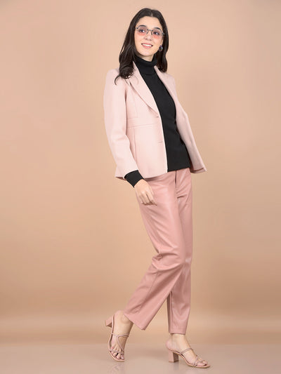 Peach Formal Coat-Women Coats-Crimsoune Club