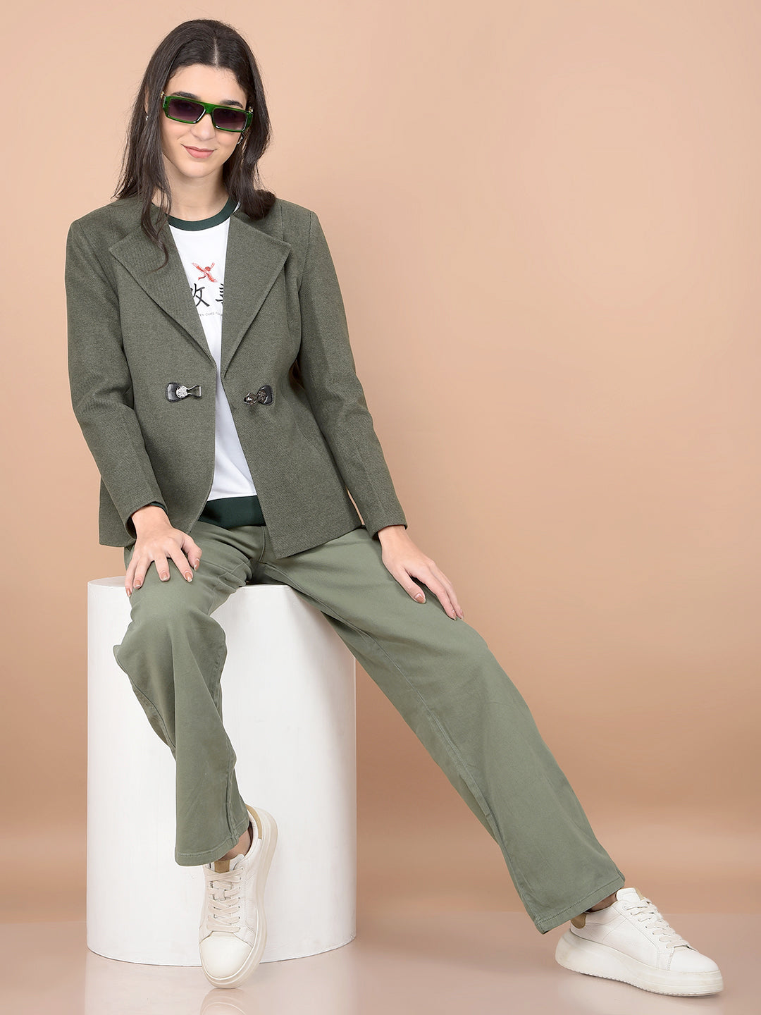 Olive Formal Coat-Women Coats-Crimsoune Club