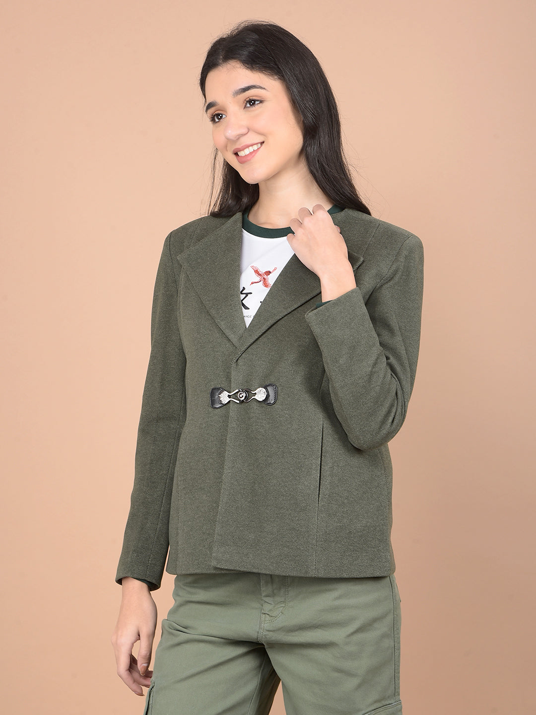 Olive Formal Coat-Women Coats-Crimsoune Club