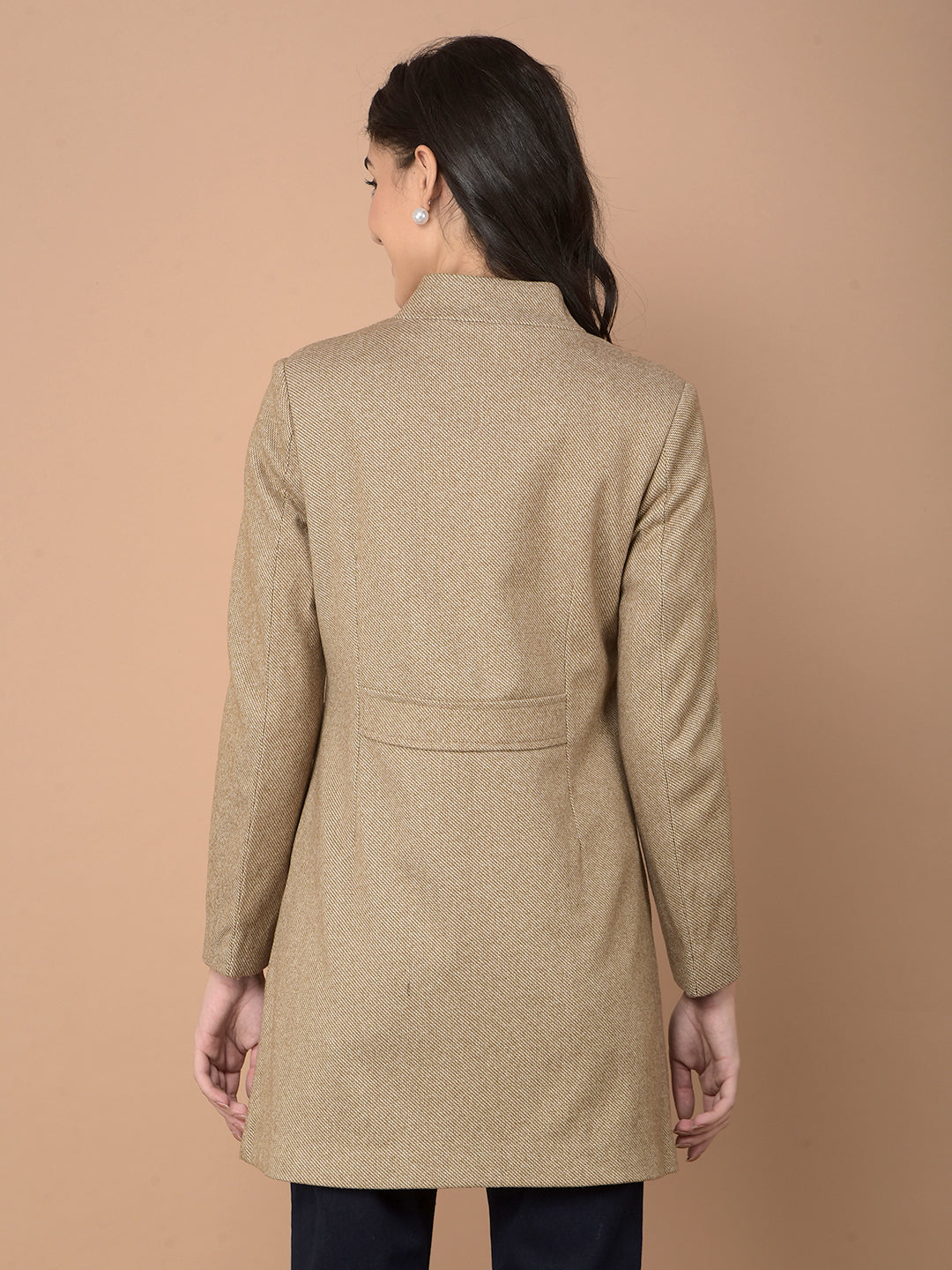 Brown Mid-Thigh Length Overcoat