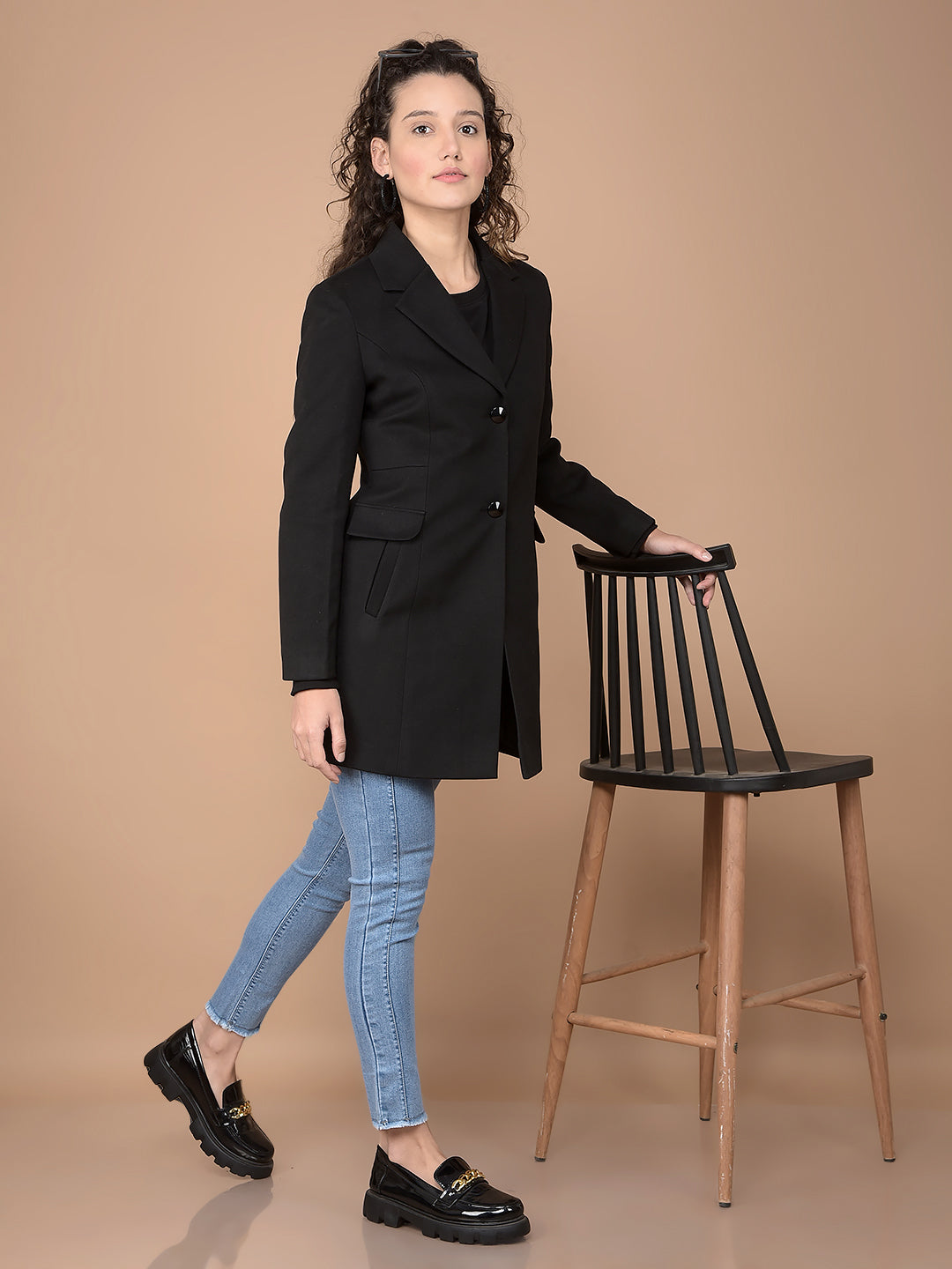 Black Longline Overcoat-Women Coats-Crimsoune Club