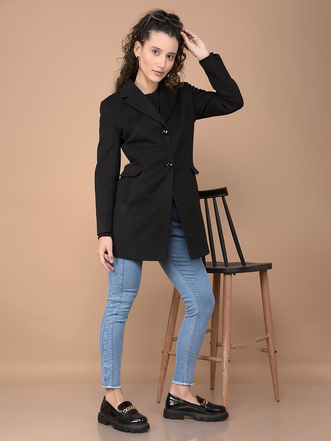 Black Longline Overcoat-Women Coats-Crimsoune Club