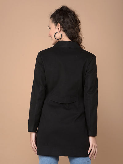 Black Longline Overcoat-Women Coats-Crimsoune Club