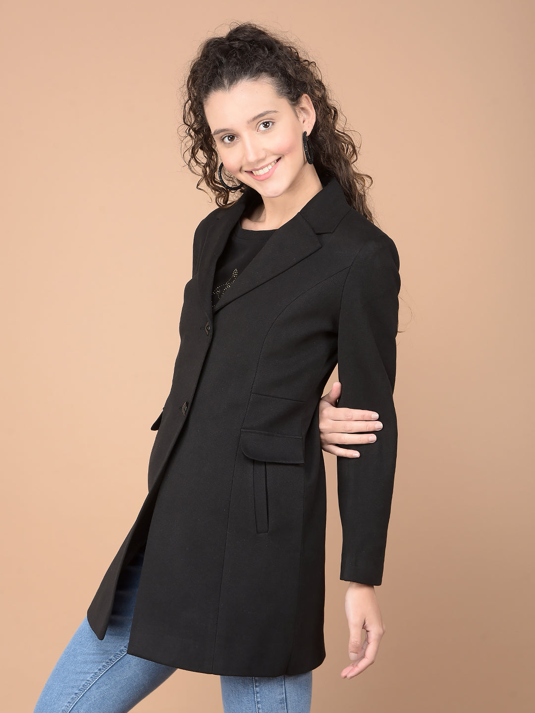 Black Longline Overcoat-Women Coats-Crimsoune Club