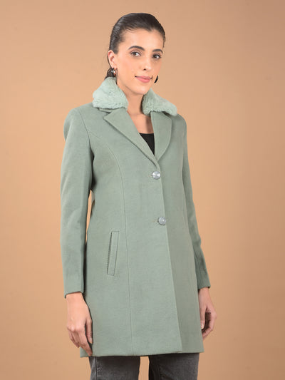 Green Notched Lapel Long Length Overcoat