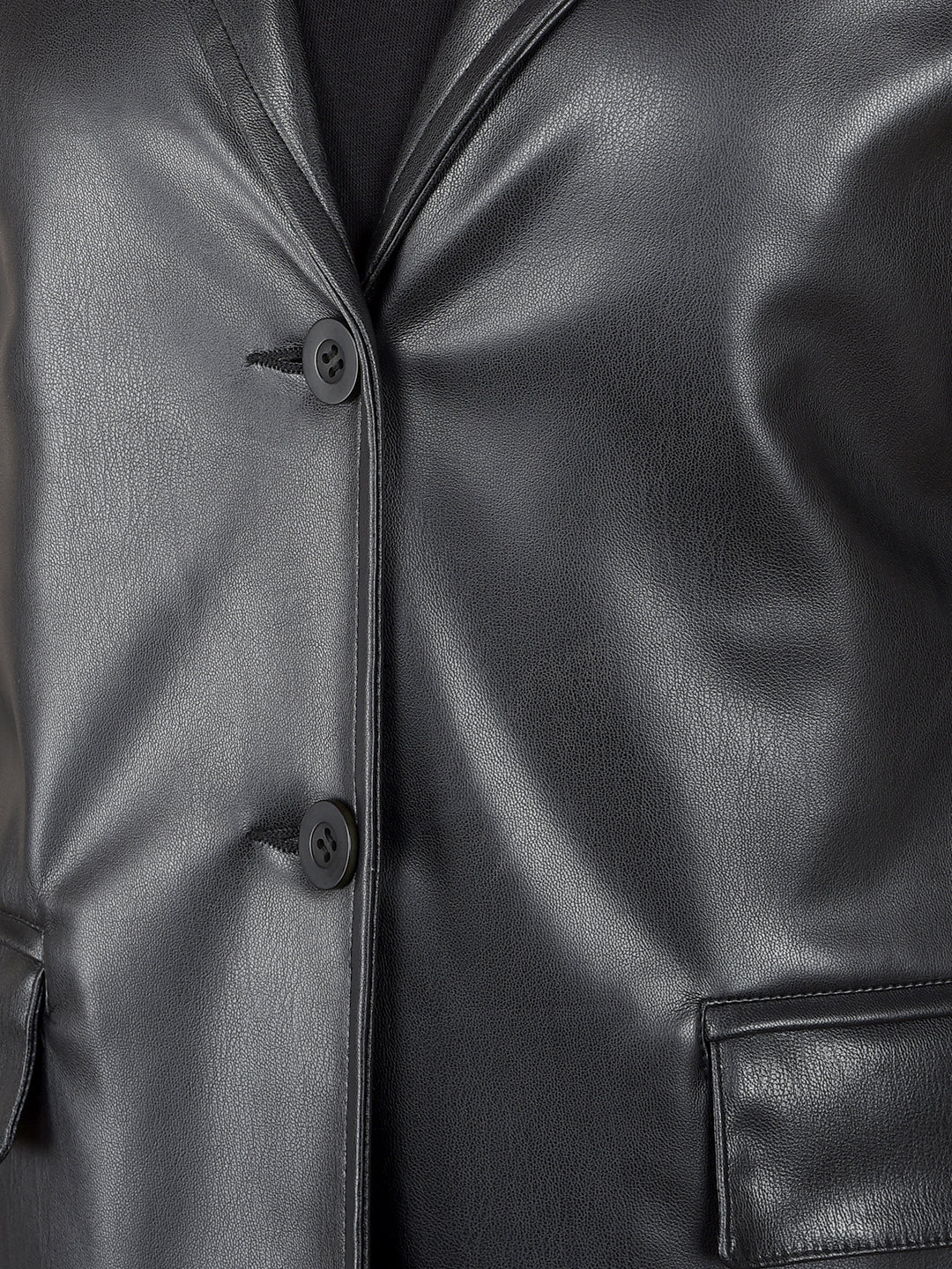 Black Leather Coat-Women Coats-Crimsoune Club