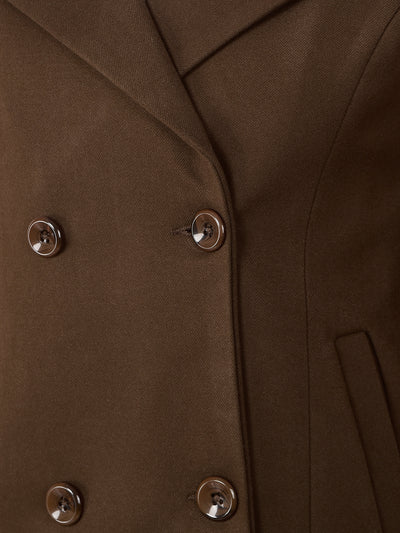 Brown Mid-Thigh Length Double-Breasted Overcoat