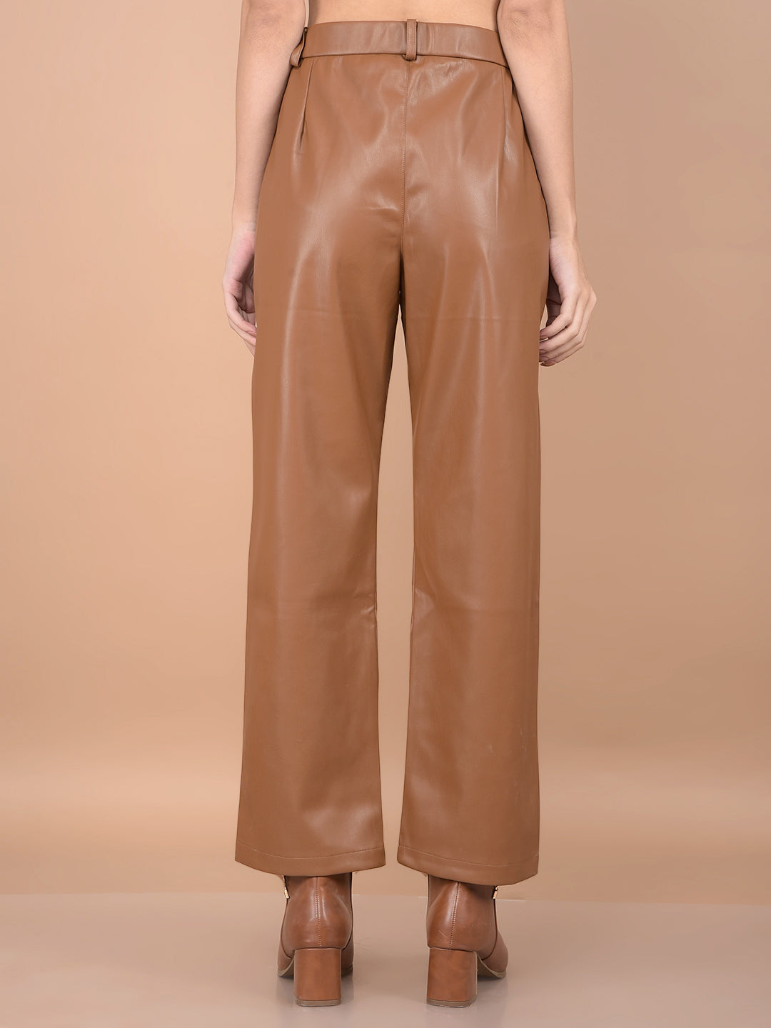 Beige Leather Trousers