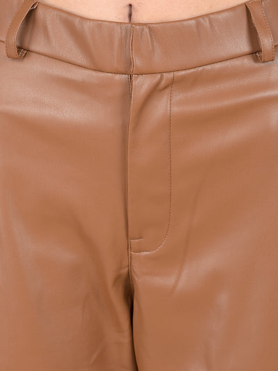 Beige Leather Trousers