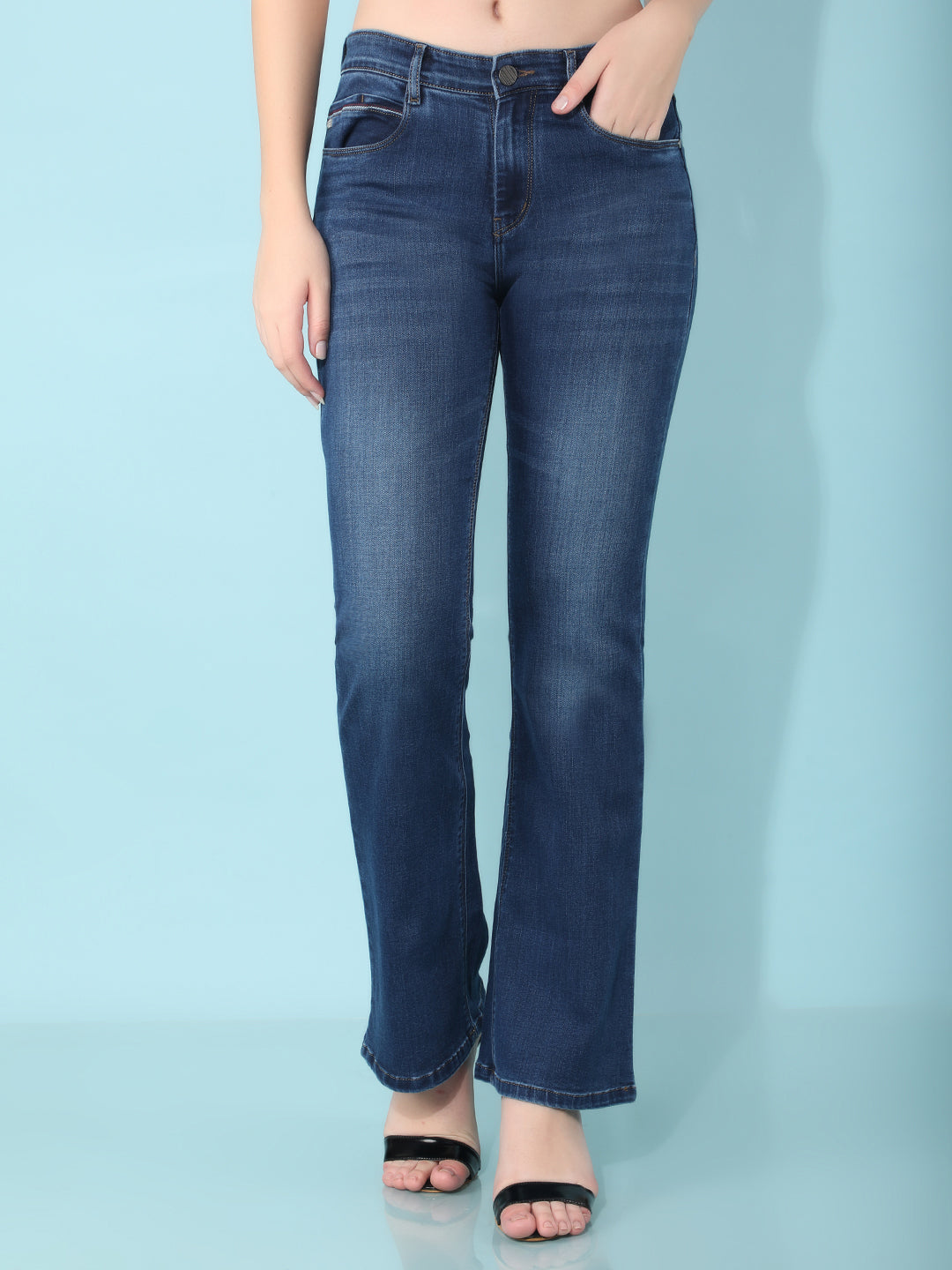 Blue Bootcut Jeans-Women Jeans-Crimsoune Club