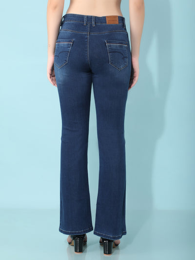 Blue Bootcut Jeans-Women Jeans-Crimsoune Club