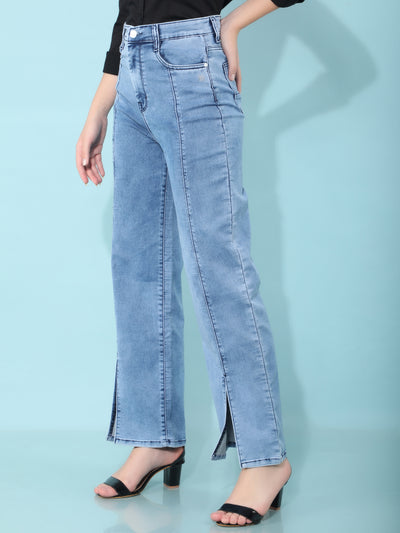 Blue Straight Jeans-Women Jeans-Crimsoune Club