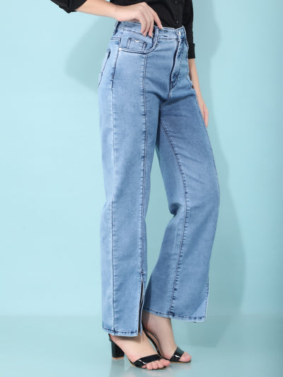 Blue Straight Jeans-Women Jeans-Crimsoune Club