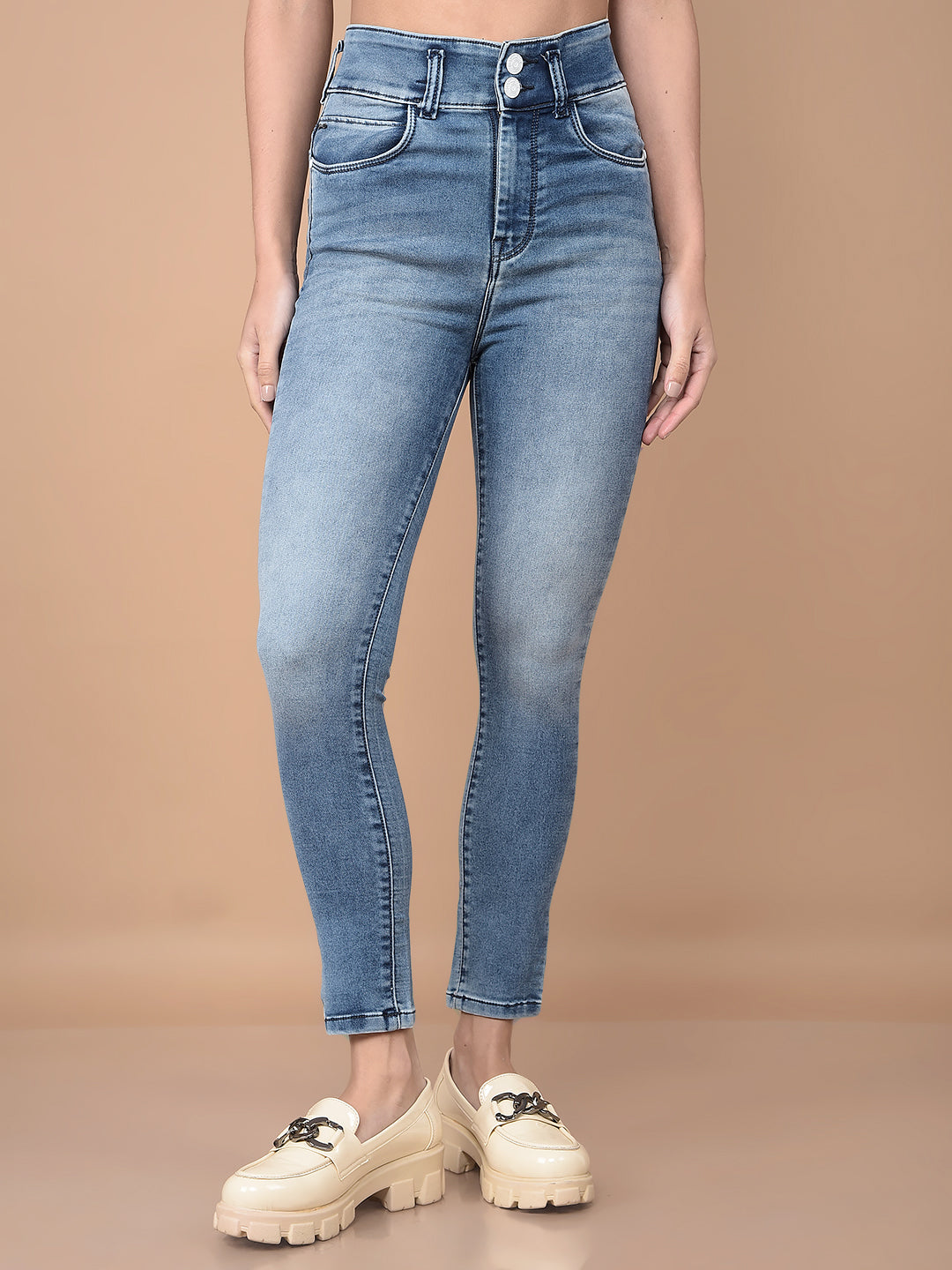 Blue Skinny High-Waist Jeans