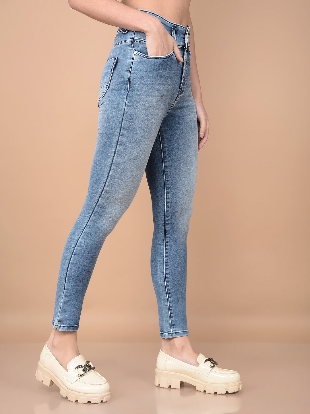 Blue Skinny High-Waist Jeans