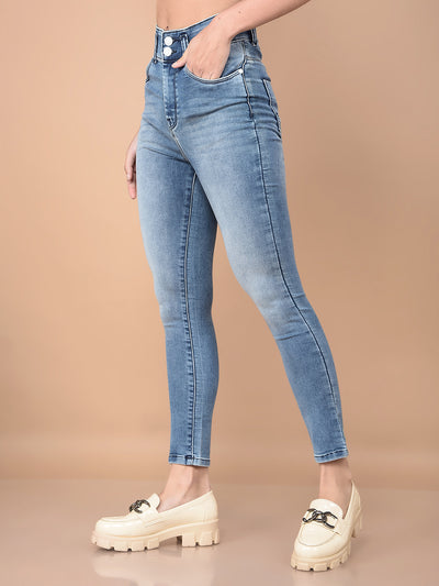 Blue Skinny High-Waist Jeans