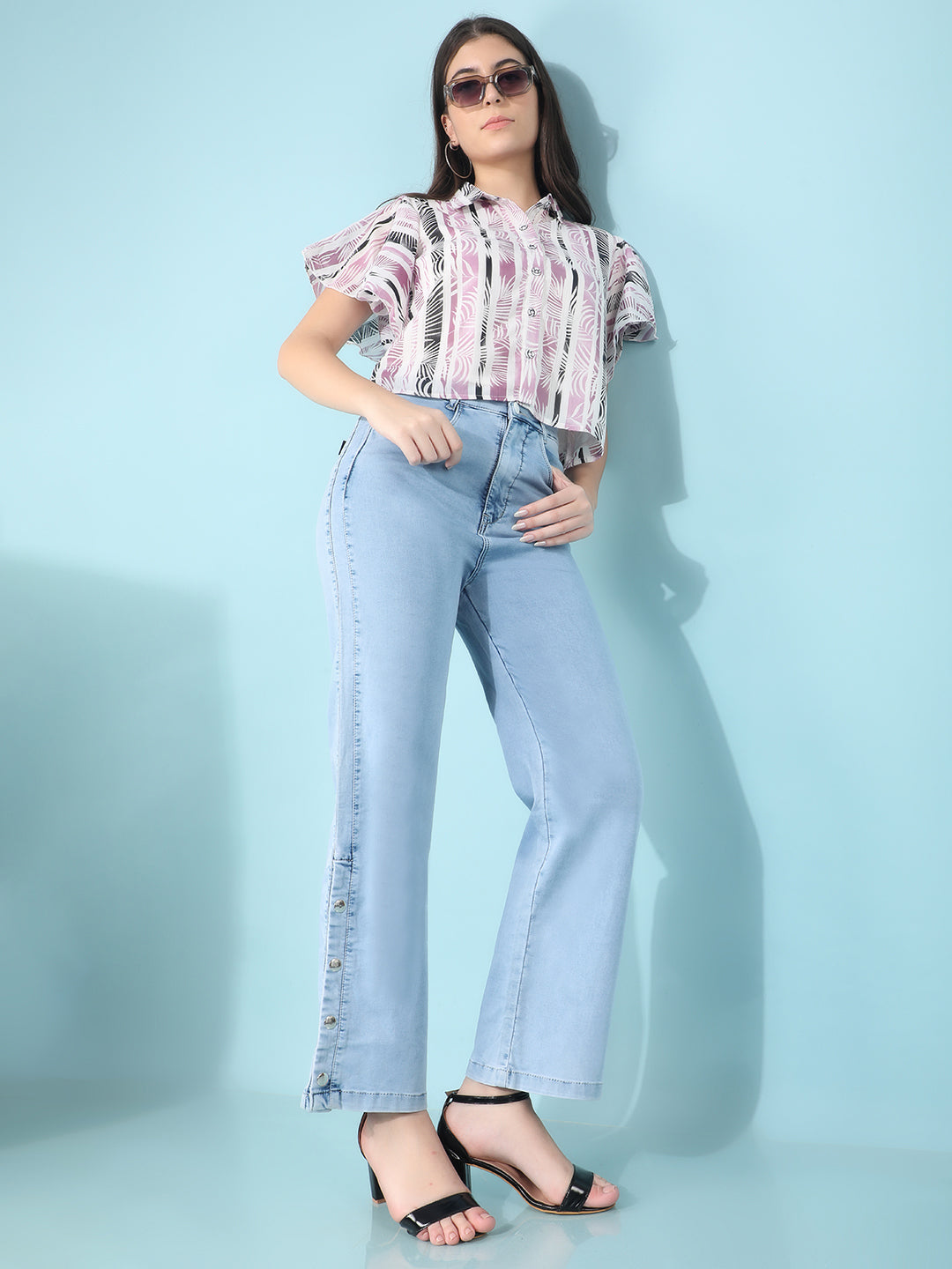 Blue Straight Jeans-Women Jeans-Crimsoune Club