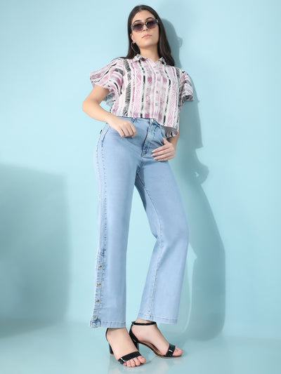 Blue Straight Jeans-Women Jeans-Crimsoune Club