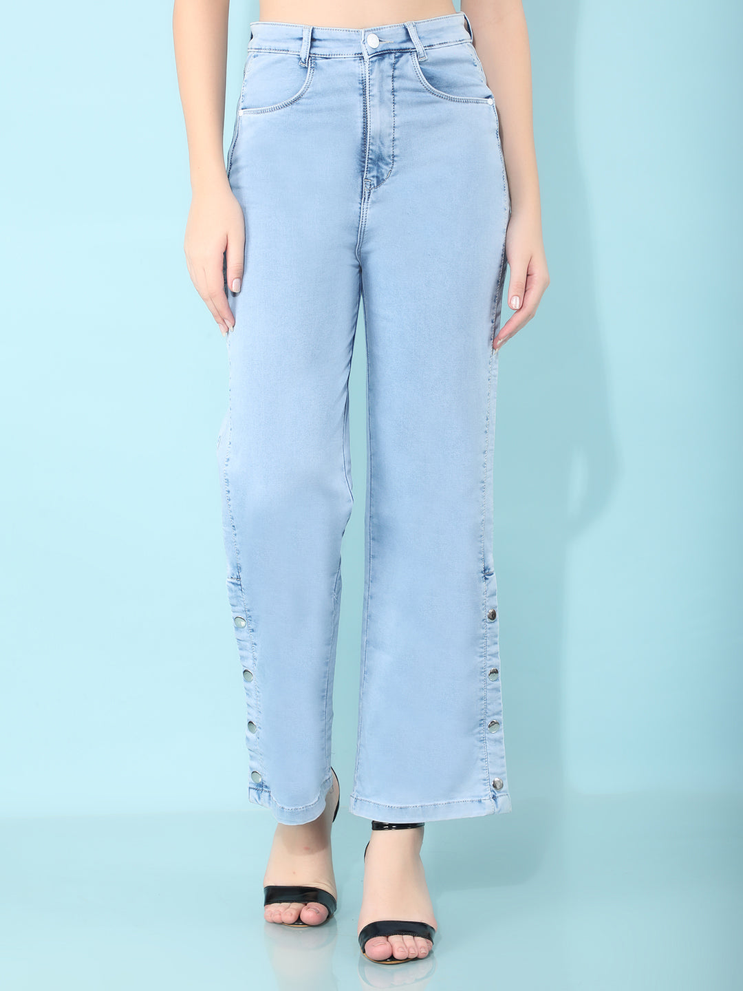 Blue Straight Jeans-Women Jeans-Crimsoune Club