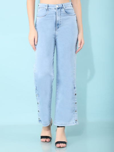 Blue Straight Jeans-Women Jeans-Crimsoune Club