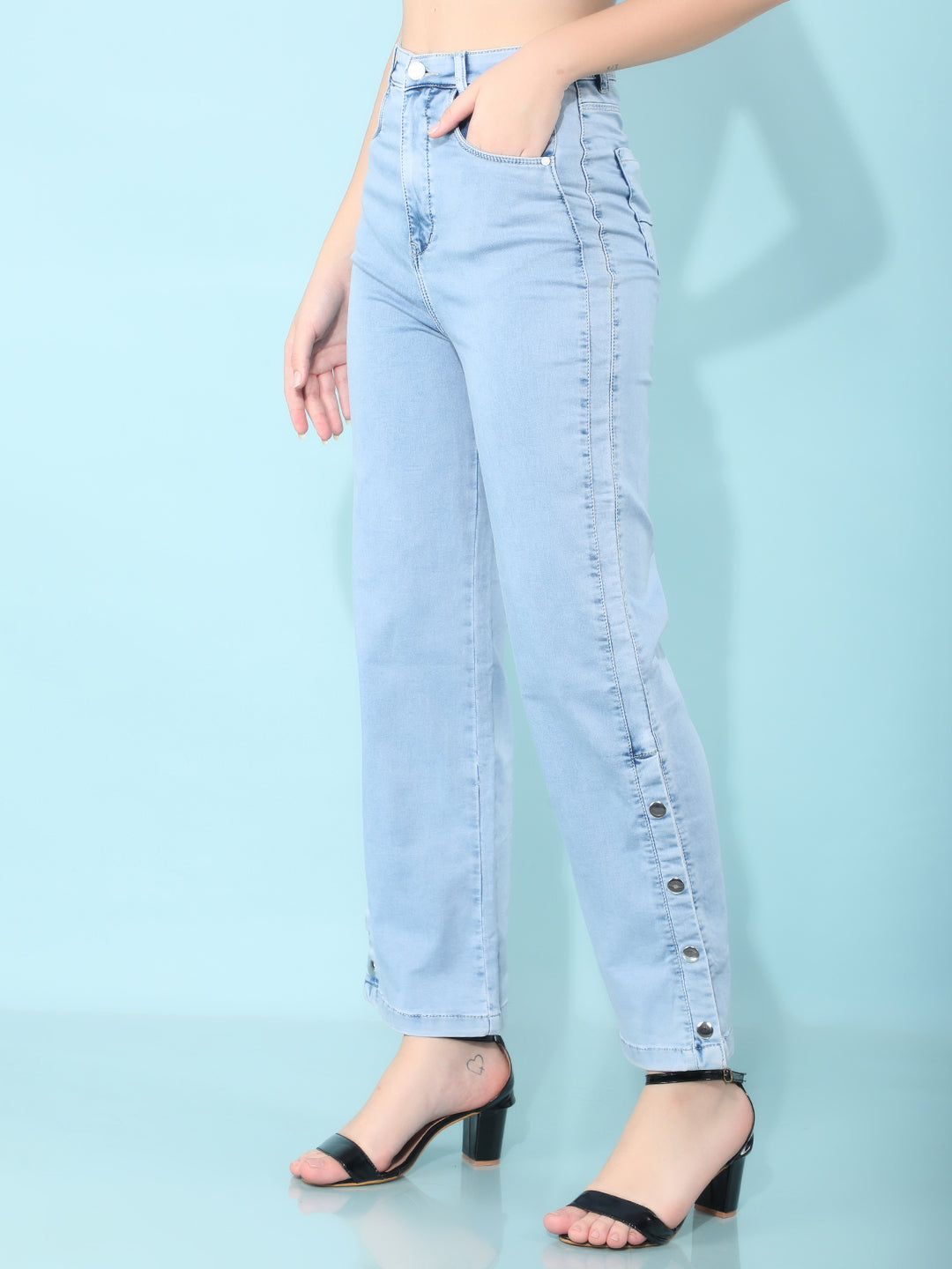 Blue Straight Jeans-Women Jeans-Crimsoune Club