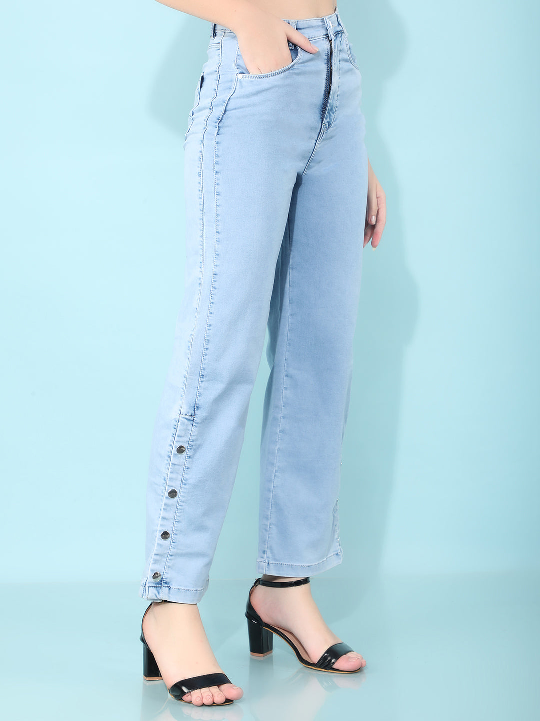 Blue Straight Jeans-Women Jeans-Crimsoune Club