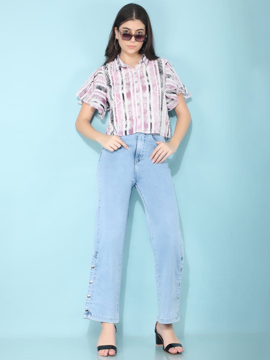 Blue Straight Jeans-Women Jeans-Crimsoune Club