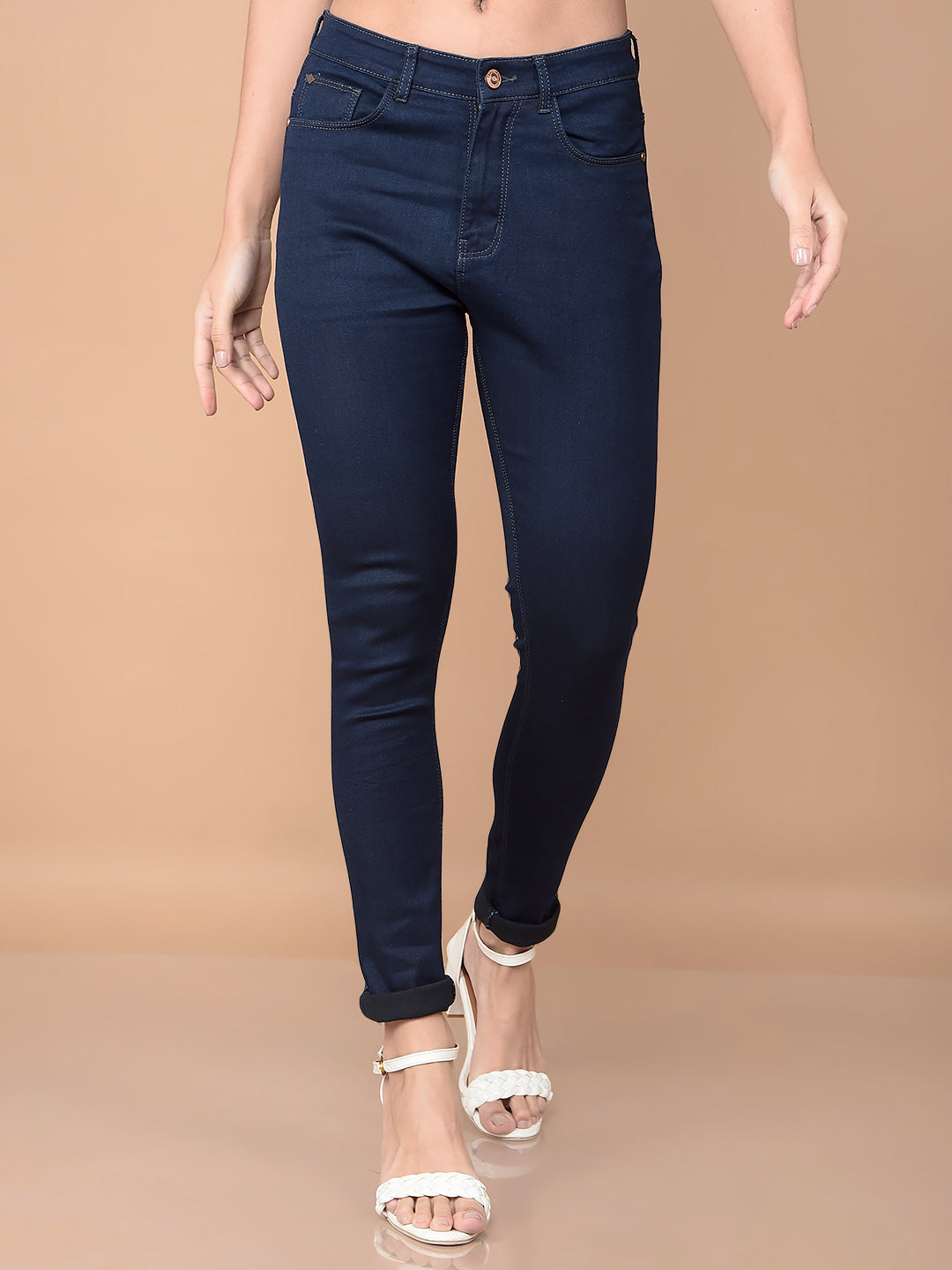 Navy Blue High-Waist Jeans