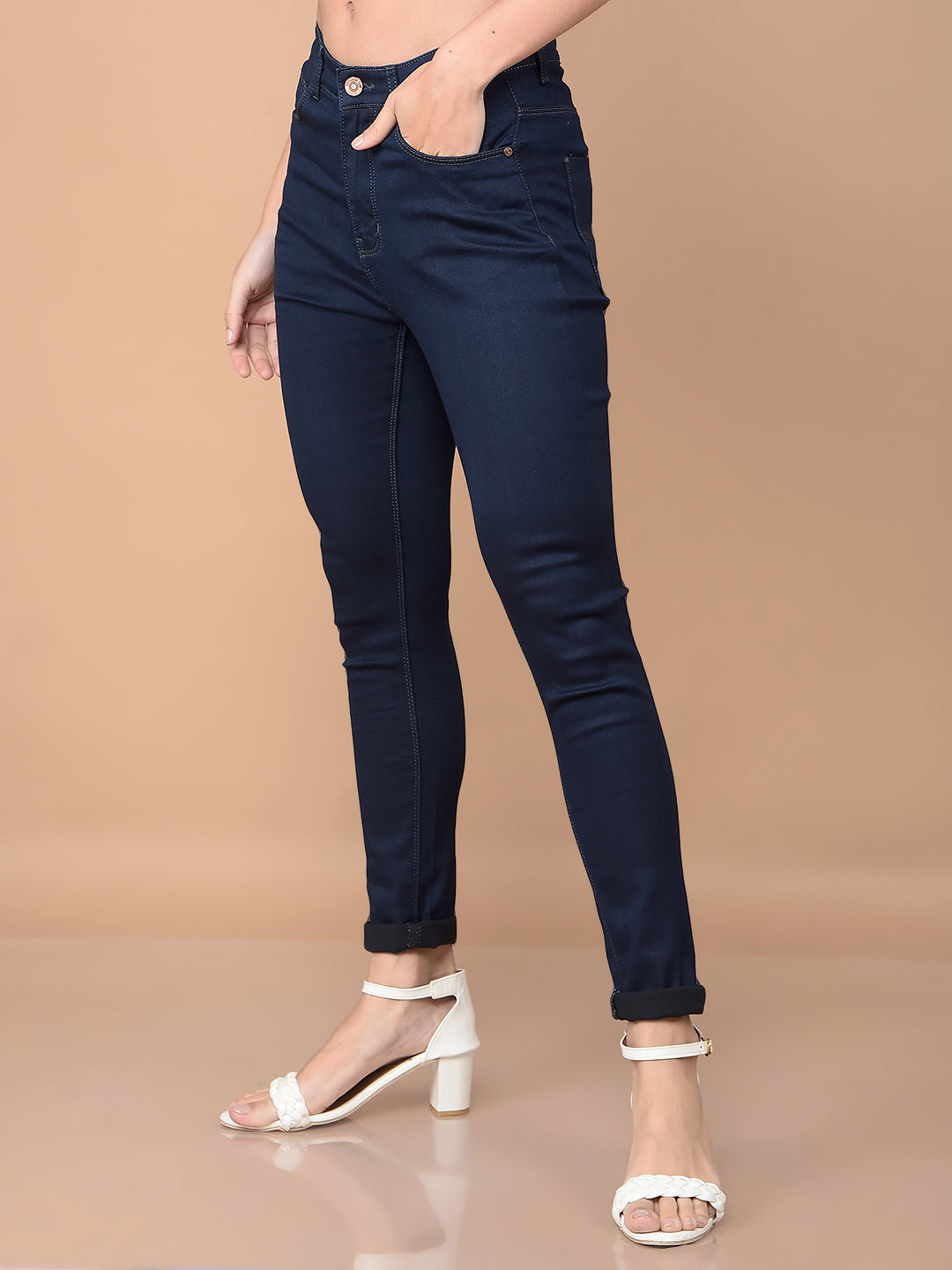 Navy Blue High-Waist Jeans