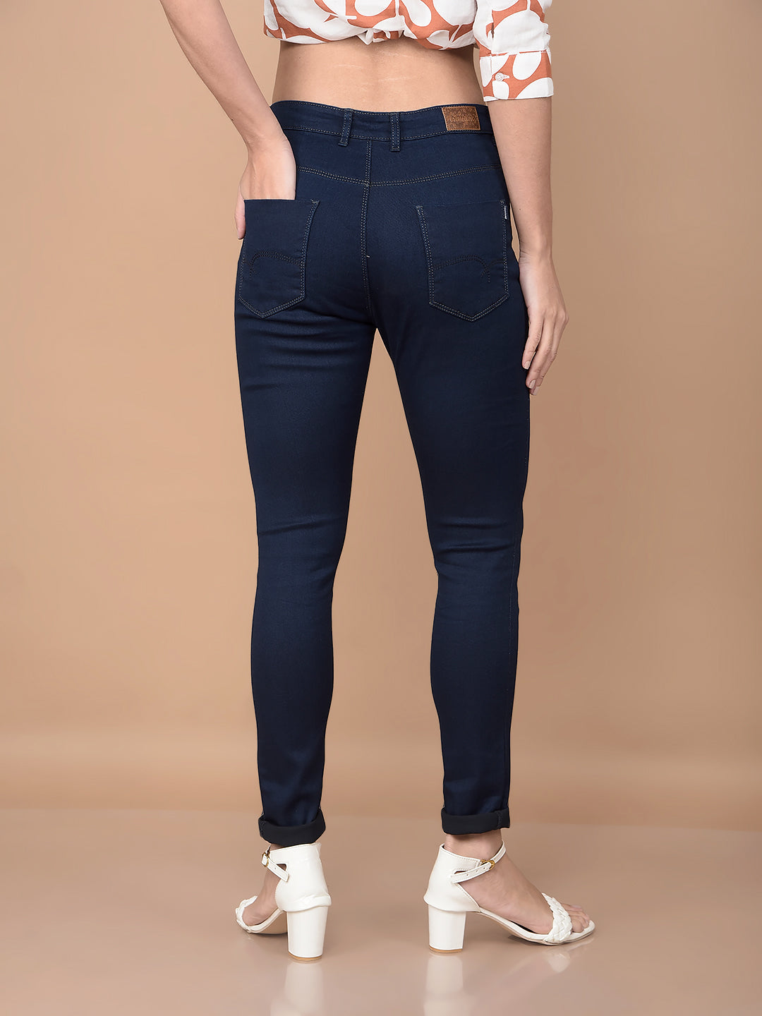 Navy Blue High-Waist Jeans