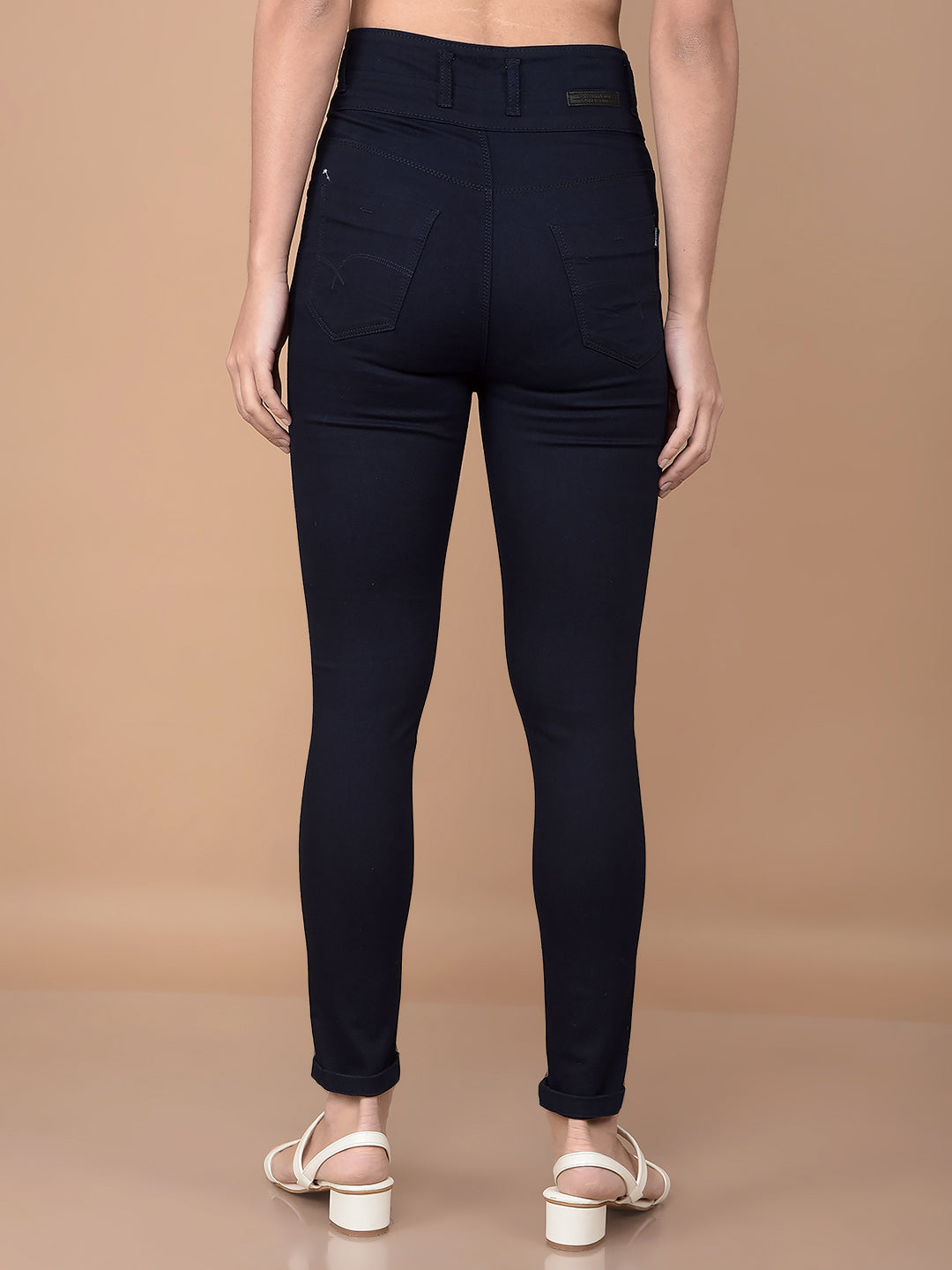 Navy Blue Skinny High-Waist Jeans