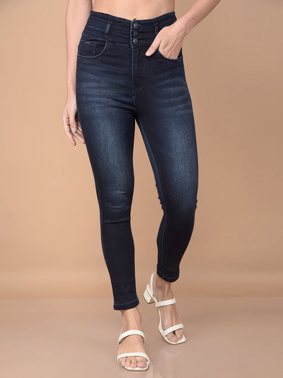 Skinny High Waist Navy Blue Jeans