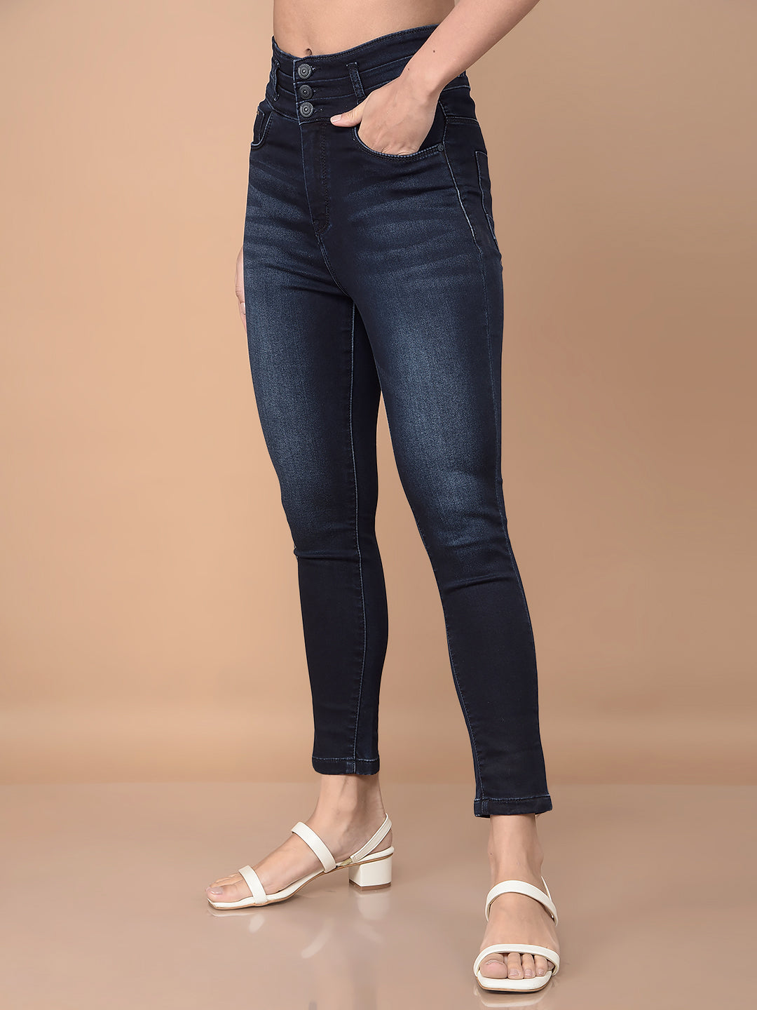 Skinny High Waist Navy Blue Jeans