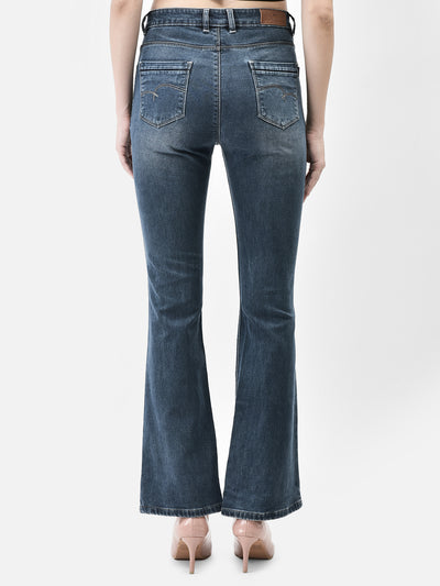 Blue Bootcut Jeans-Women Jeans-Crimsoune Club