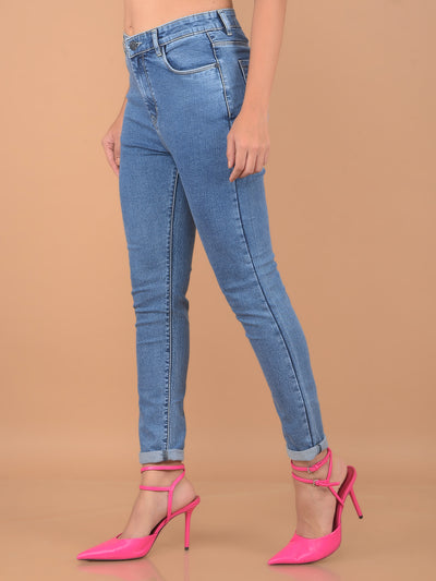 Blue High-Rise Jeans-Women Jeans-Crimsoune Club