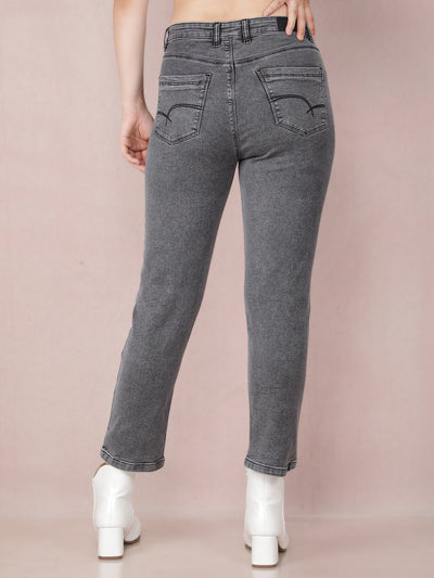 Grey Skinny Ankle Length Jeans-Women Jeans-Crimsoune Club