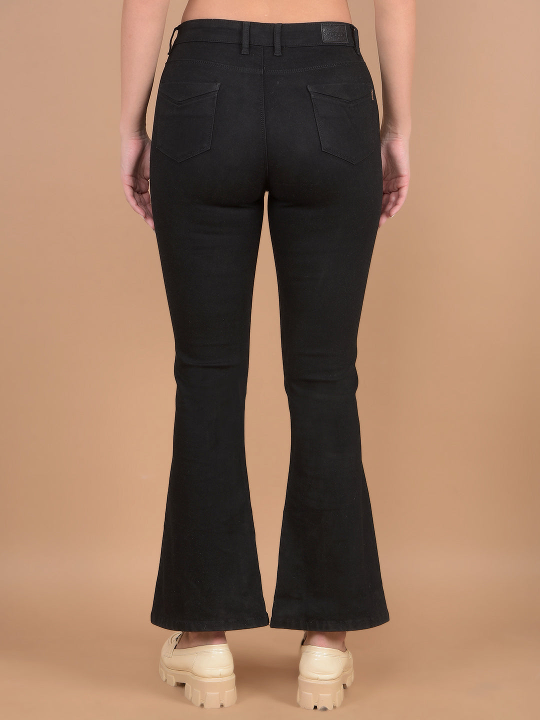 Black Bootcut Cotton Jeans-Women Jeans-Crimsoune Club