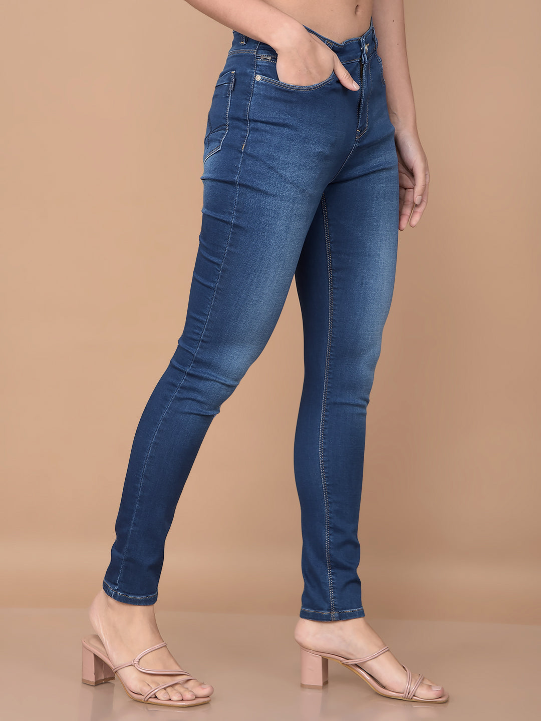 Blue Skinny High-Waist Jeans