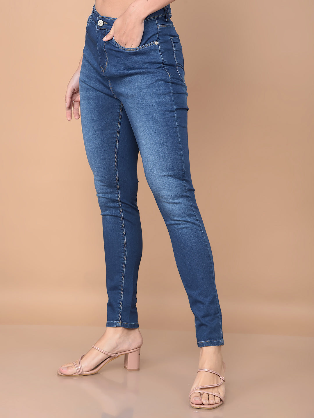 Blue Skinny High-Waist Jeans