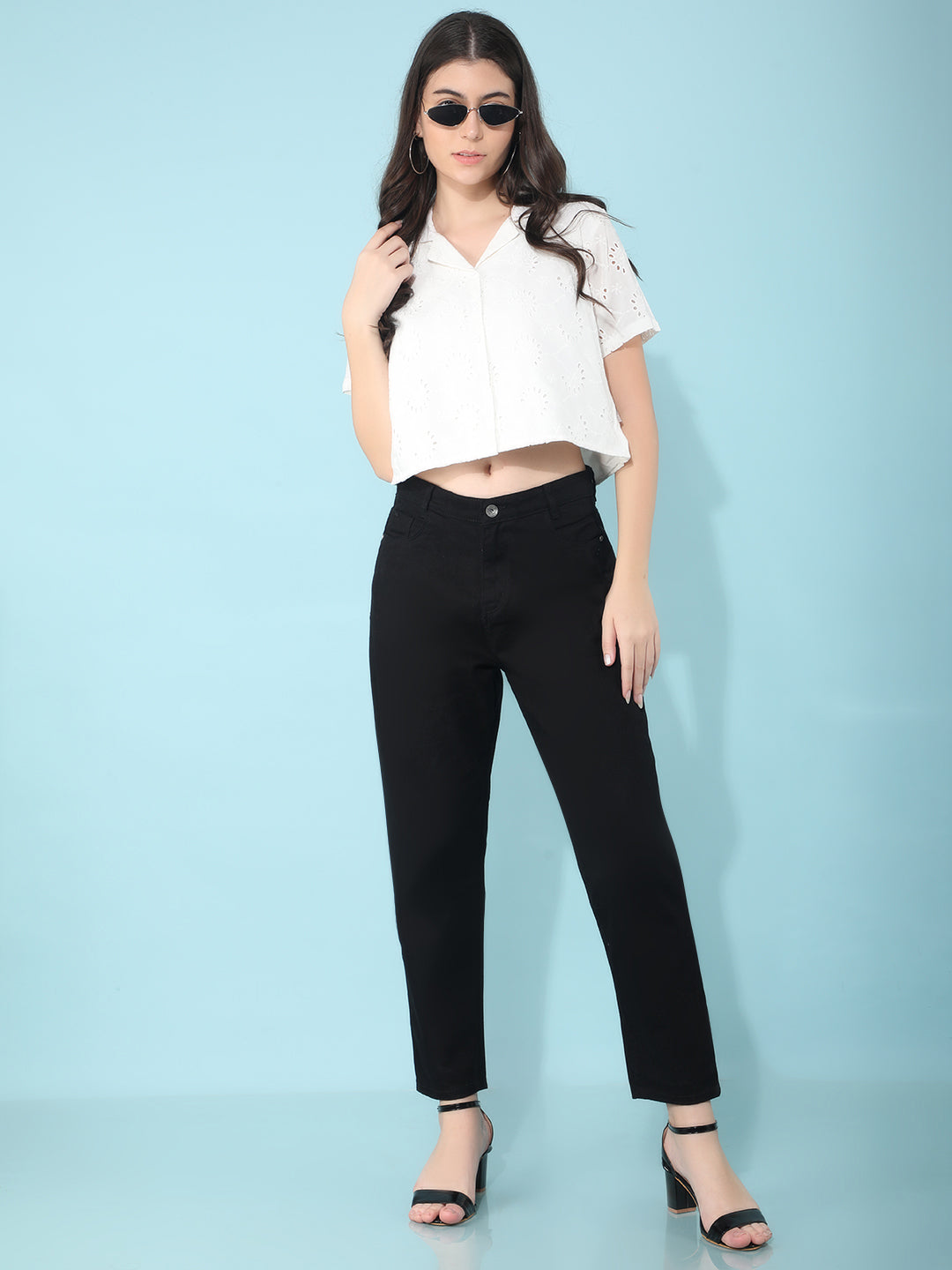 Black Mom Fit Jeans-Women Jeans-Crimsoune Club