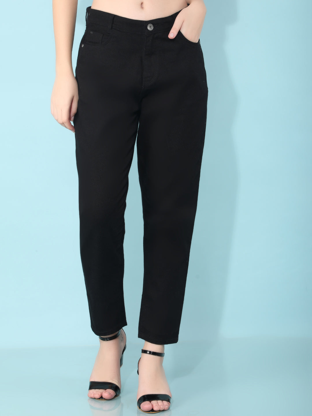 Black Mom Fit Jeans-Women Jeans-Crimsoune Club