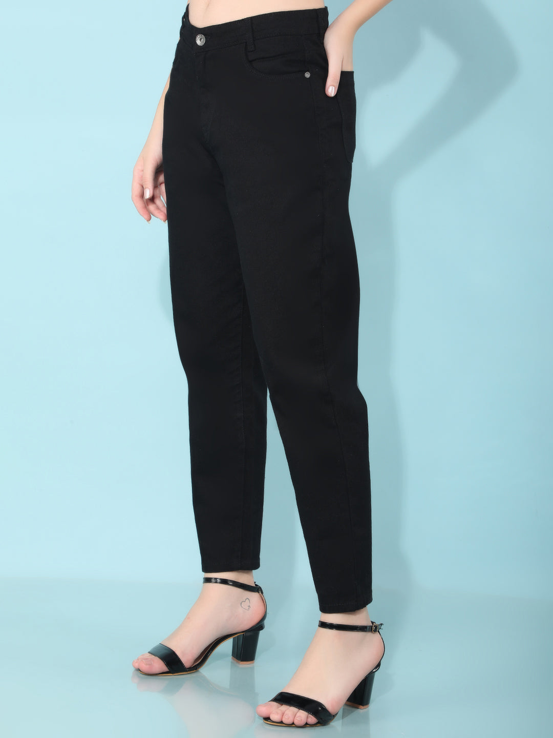 Black Mom Fit Jeans-Women Jeans-Crimsoune Club