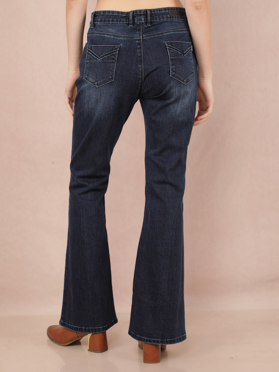 Blue Bootcut Jeans-Women Jeans-Crimsoune Club