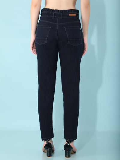 Navy Blue Mom Fit Jeans-Women Jeans-Crimsoune Club