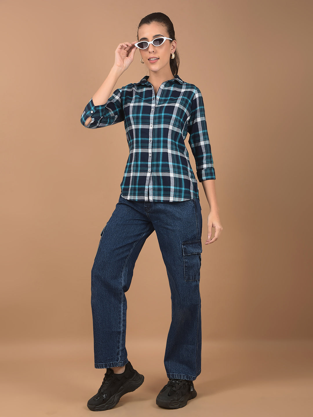 Blue Relaxed Fit Cargo Jeans